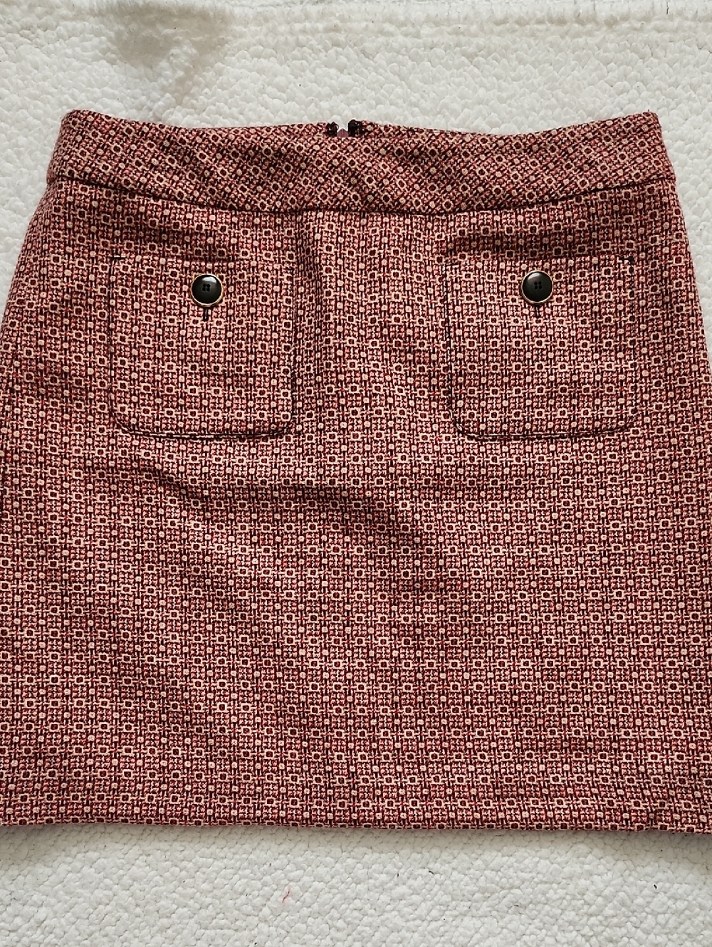 Ann Taylor LOFT Red & Tan Geometric Tweed Pencil Skirt Sz 6 Dark Academia Career